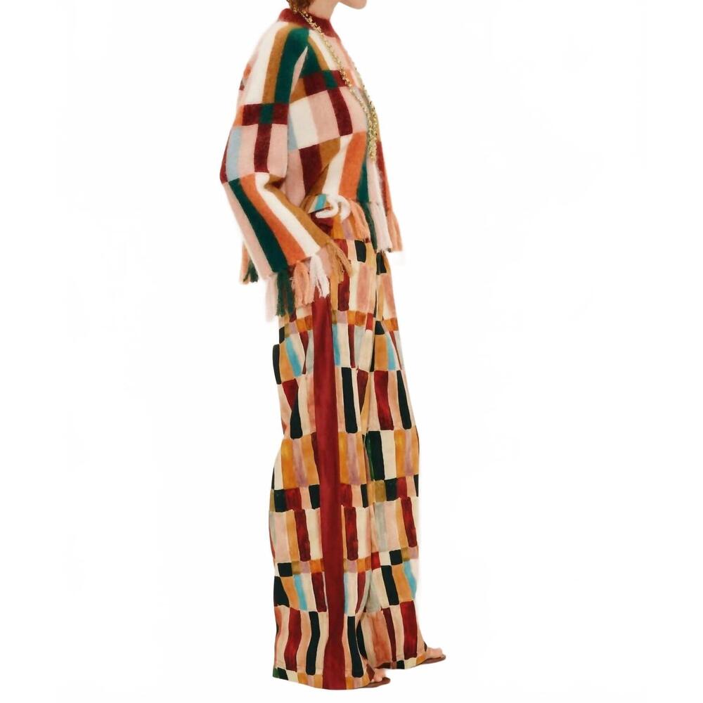 NEW ALEMAIS marojerelle cropped knit top in brown multi - Picture 2 of 4